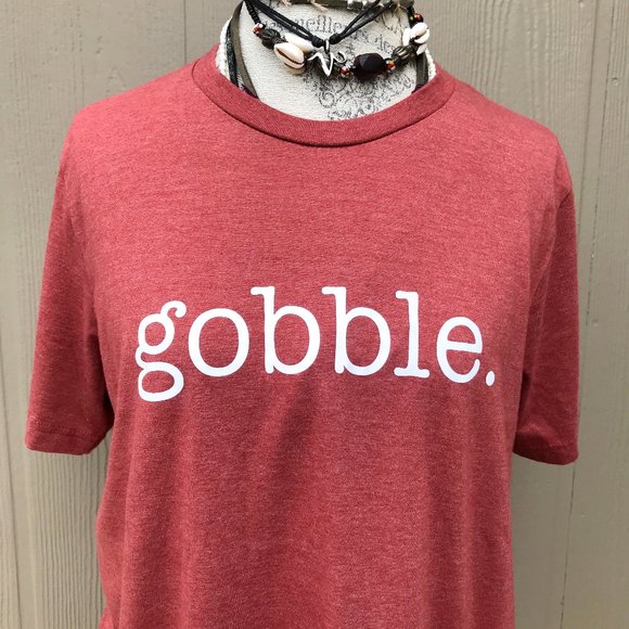 Gobble Thanksgiving Turkey Graphic T-Shirt Fall Holiday Top - Picture 4 of 8